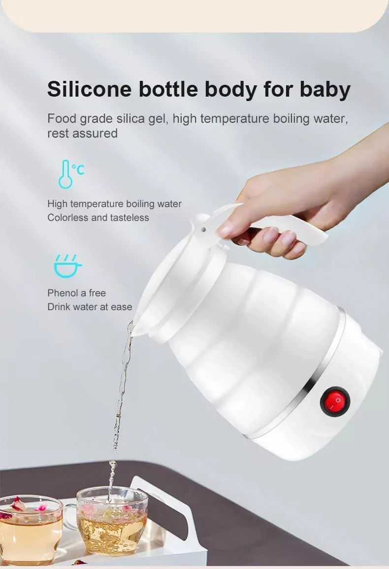 Electric Foldable Travel Kettle โ 600ml Collapsible, Dual Voltage, Food-Grade Silicone - Infinitygallery.store