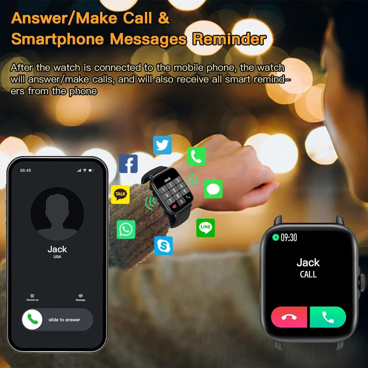 AK96 Smart Watch โ Call, Fitness, Sleep & Heart Rate Tracker with 1.7" Full Touch Display | Infinity Gallery - Infinitygallery.store