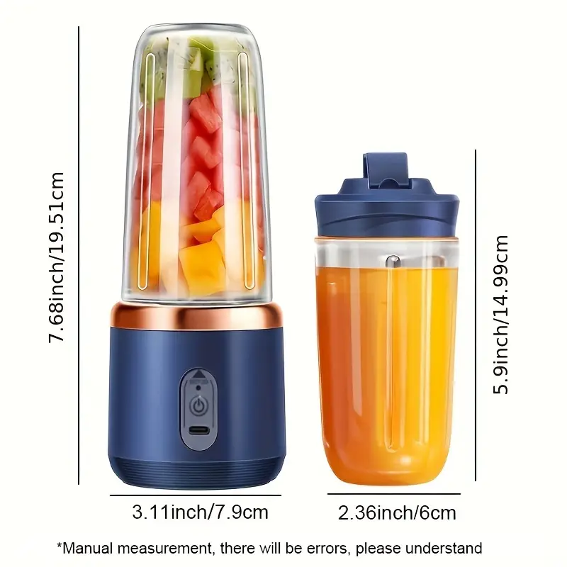 2-in-1 Portable Juicer Bottle – USB Rechargeable Smoothie & Shake Blender (400ml) - Infinitygallery.store