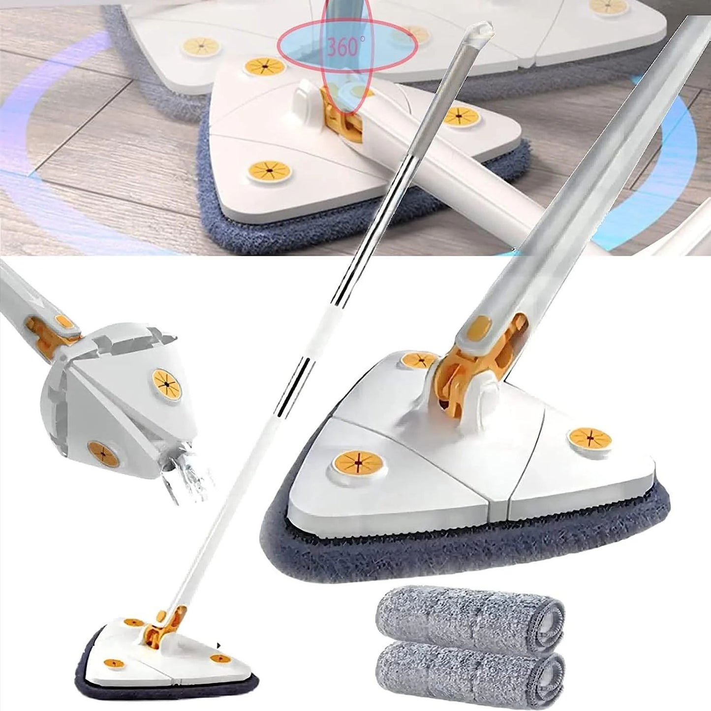 360° Rotating Triangular Mop – Wet & Dry Cleaning with Extendable Handle - Infinitygallery.store