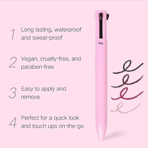4-in-1 Makeup Pen – Eyeliner, Brow, Lip & Highlighter | Vegan & Portable Beauty Tool - Infinitygallery.store