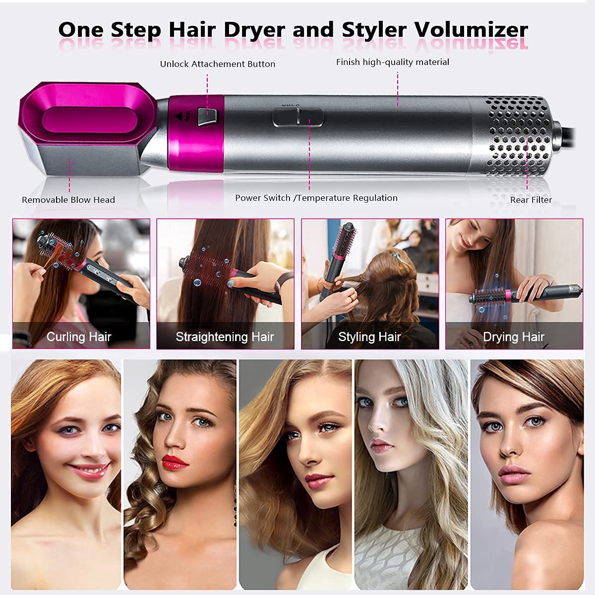 5-in-1 Multifunctional Hot Air Brush – Straighten, Volumize, Curl - Infinitygallery.store
