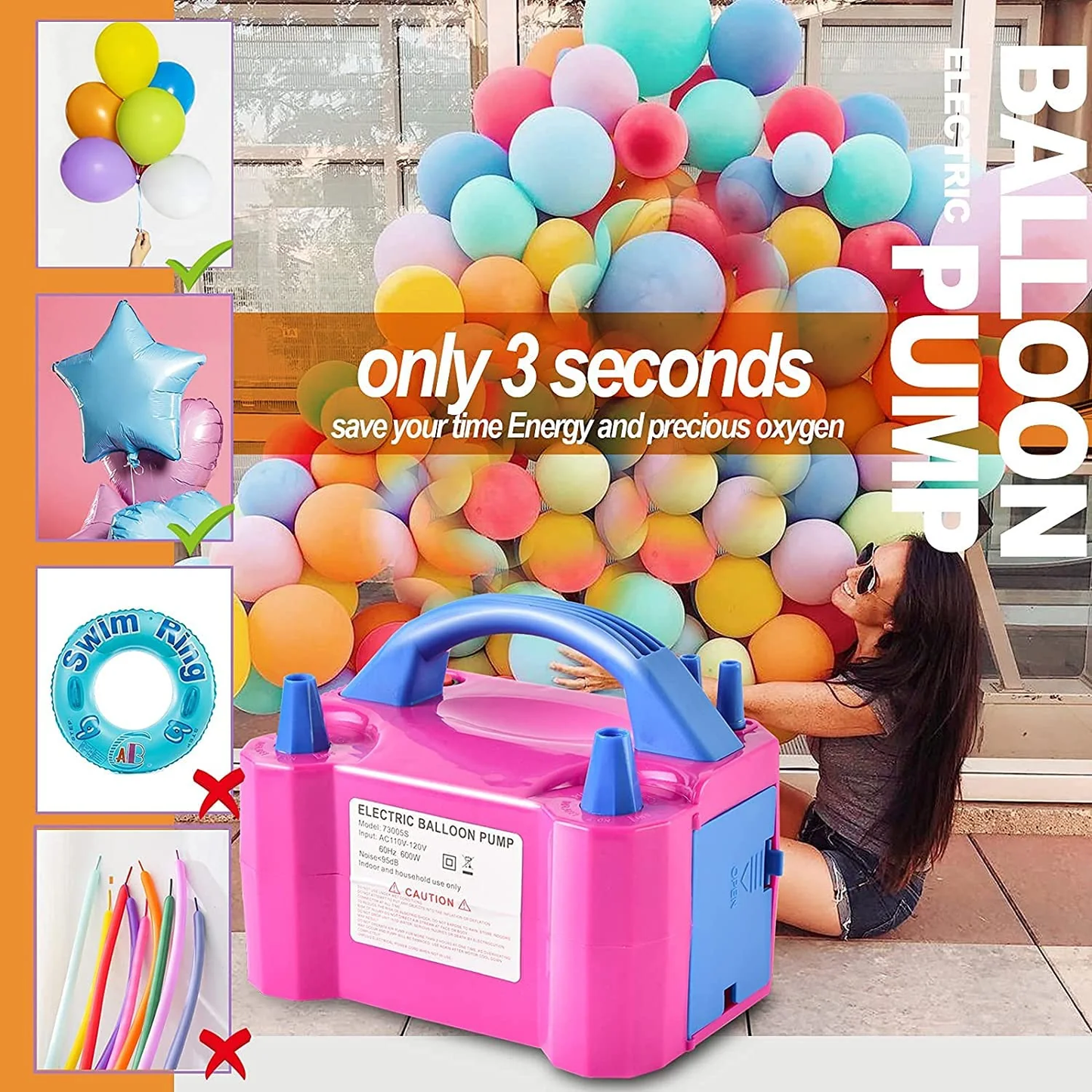 Electric Balloon Air Pump – Dual Nozzle & Auto/Manual Modes for Fast Party Decoration - Infinitygallery.store