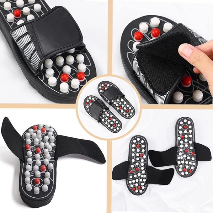 Massage Slippers with Rotating Acupressure Nodes – EVA Reflexology Footwear for Stress Relief & Blood Circulation - Infinitygallery.store