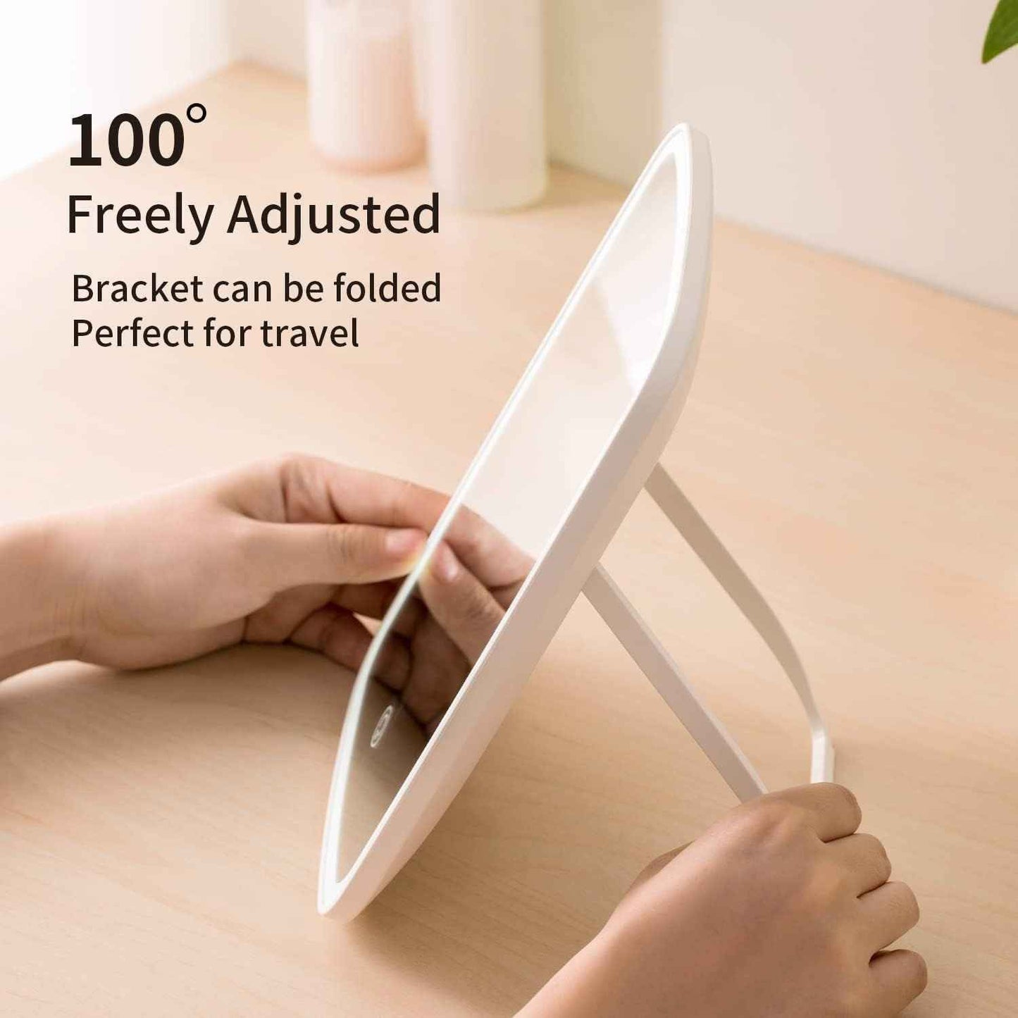Touch Screen LED Makeup Mirror – Rechargeable, Dimmable, 3 Light Modes