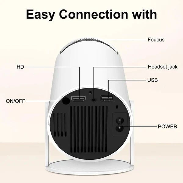 Mini Round Projector – 4K-Supported, Android 11, Bluetooth 5.0 & 200'' Display - Infinitygallery.store