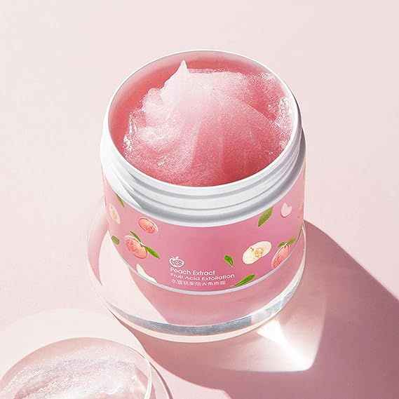 Peach Fruit Acid Exfoliating Face & Body Scrub – Gentle Sugar Gel Cream for Glowing Skin