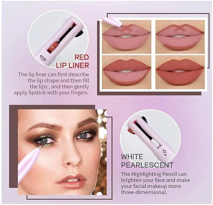 4-in-1 Makeup Pen – Eyeliner, Brow, Lip & Highlighter | Vegan & Portable Beauty Tool - Infinitygallery.store