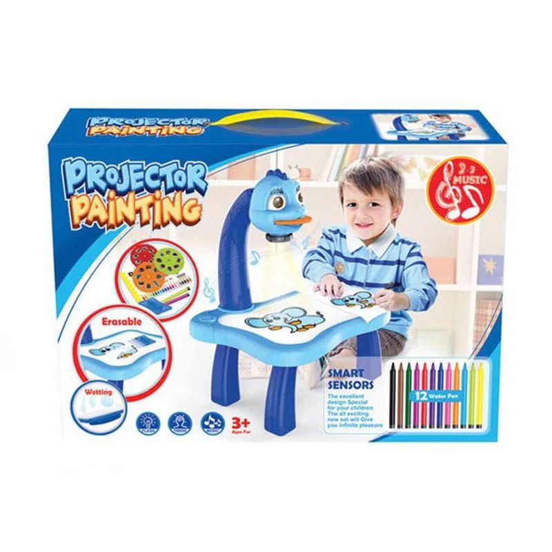 LED Projector Drawing Table for Kids โ Interactive Art Station with Music & 24 Pattern Slides - Infinitygallery.store
