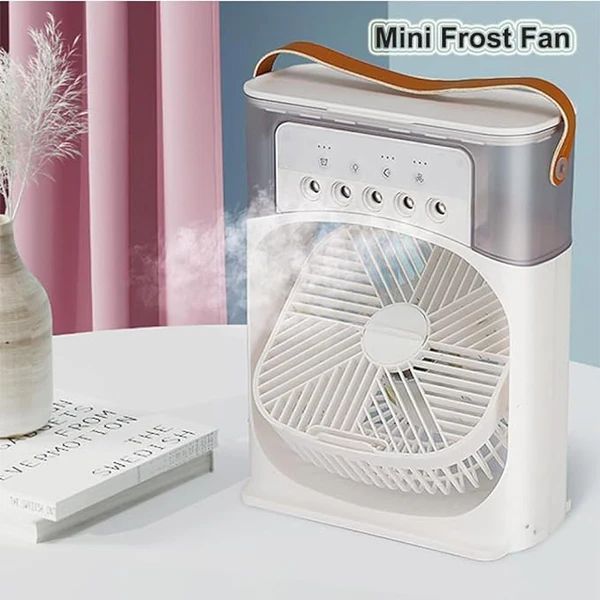Cooling Fan with Ice – Portable Mini Frost Breeze Oscillating Fan with Misting, Remote & 3 Speeds - Infinitygallery.store