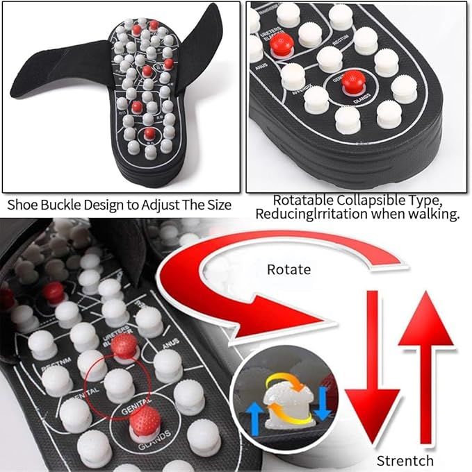 Massage Slippers with Rotating Acupressure Nodes – EVA Reflexology Footwear for Stress Relief & Blood Circulation - Infinitygallery.store