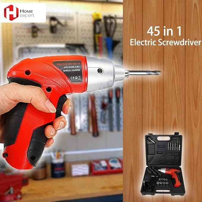 45-Piece Cordless Screwdriver Set – Lightweight, Portable & Ergonomic Design