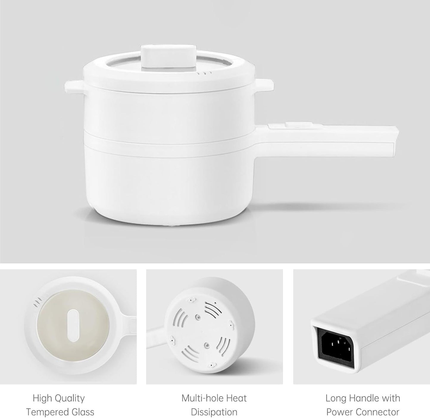 Electric Hot Pot with Steamer – 1.5L Non-Stick Mini Cooker, Adjustable Power (700W), Compact & Portable - Infinitygallery.store