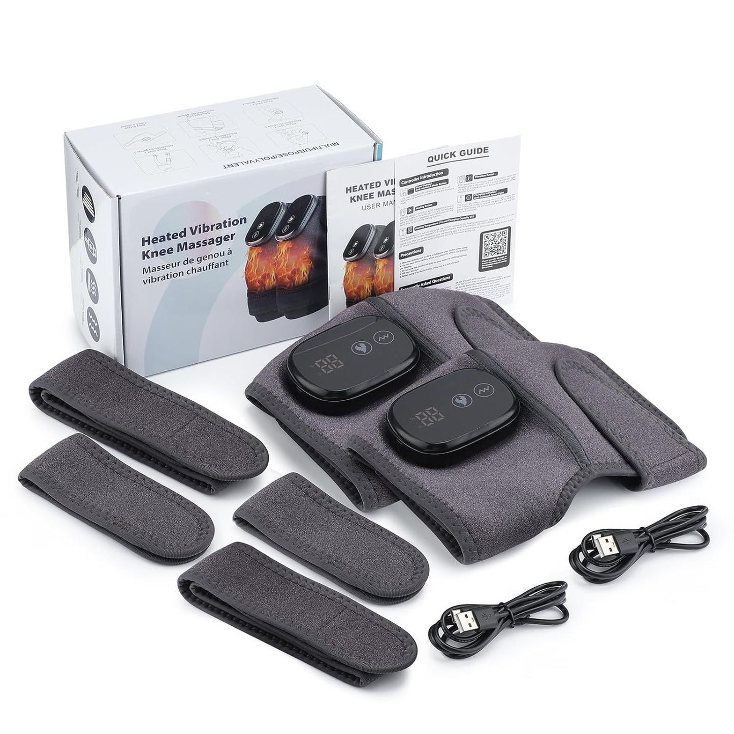 Electric Knee Massager with Heat & Vibration – Cordless Heating Wrap for Knee, Shoulder & Elbow Relief - Infinitygallery.store