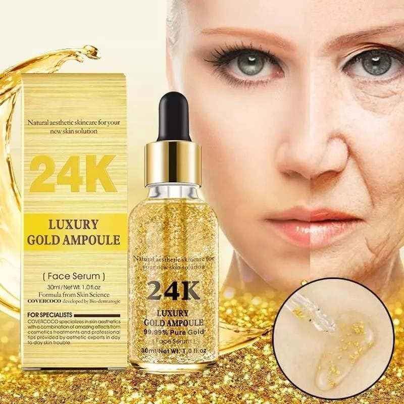 24K Gold Anti-Aging Serum – Hydrating Collagen & Hyaluronic Acid Face Serum with Peptides