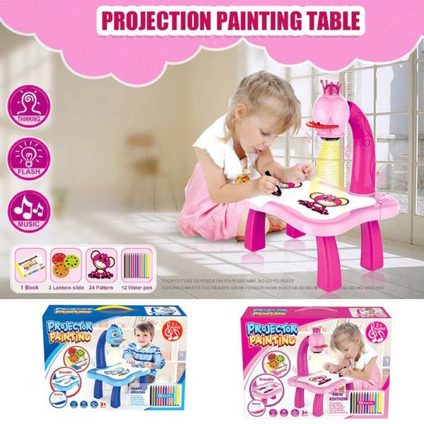 LED Projector Drawing Table for Kids โ Interactive Art Station with Music & 24 Pattern Slides - Infinitygallery.store