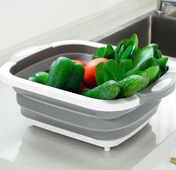 4-in-1 Foldable Multi-Board Basket – Cutting Board, Colander & Storage Tray - Infinitygallery.store