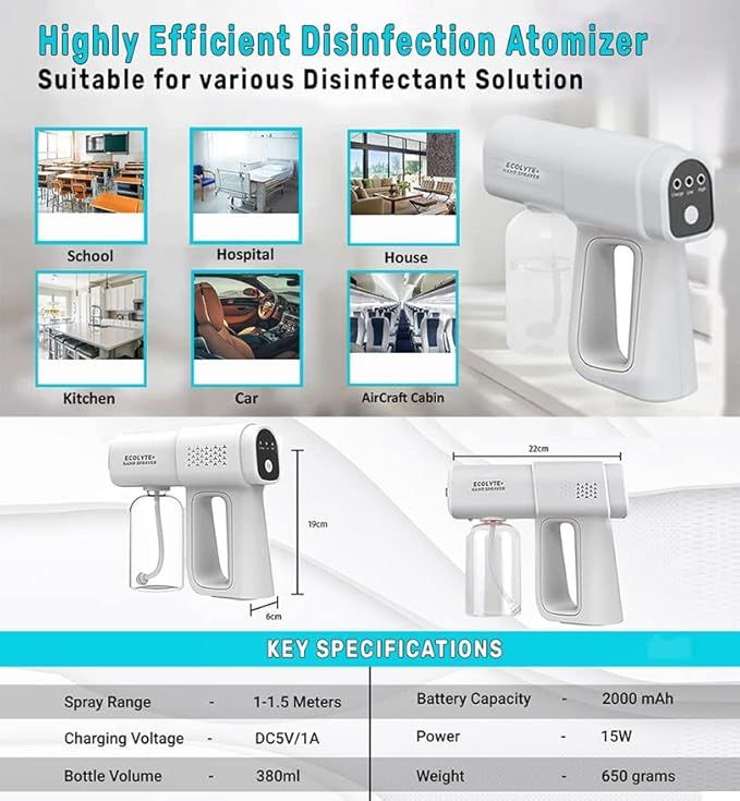 Nano Spray Disinfectant Mist Gun – Handheld, Rechargeable & High-Capacity Sanitizer Sprayer - Infinitygallery.store