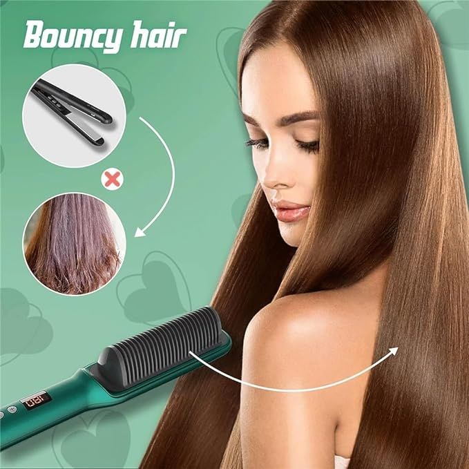 2-in-1 Ionic Hair Straightener Comb with Anti-Scald Design & Protein Coating - Infinitygallery.store