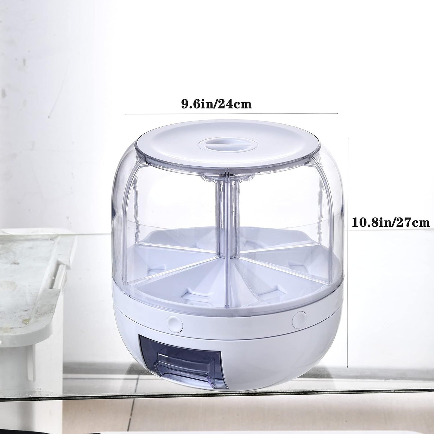 360° Rotating Dry Food Dispenser – 6-Compartment Moisture-Proof Grain Storage Container - Infinitygallery.store