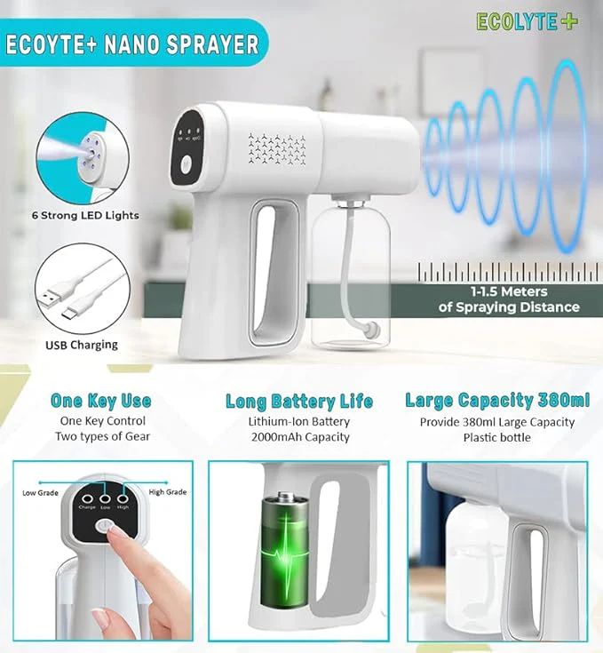 Nano Spray Disinfectant Mist Gun – Handheld, Rechargeable & High-Capacity Sanitizer Sprayer - Infinitygallery.store