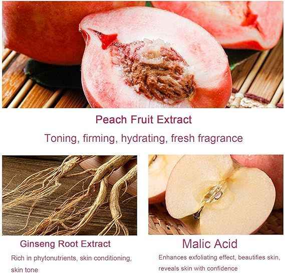 Peach Fruit Acid Exfoliating Face & Body Scrub – Gentle Sugar Gel Cream for Glowing Skin
