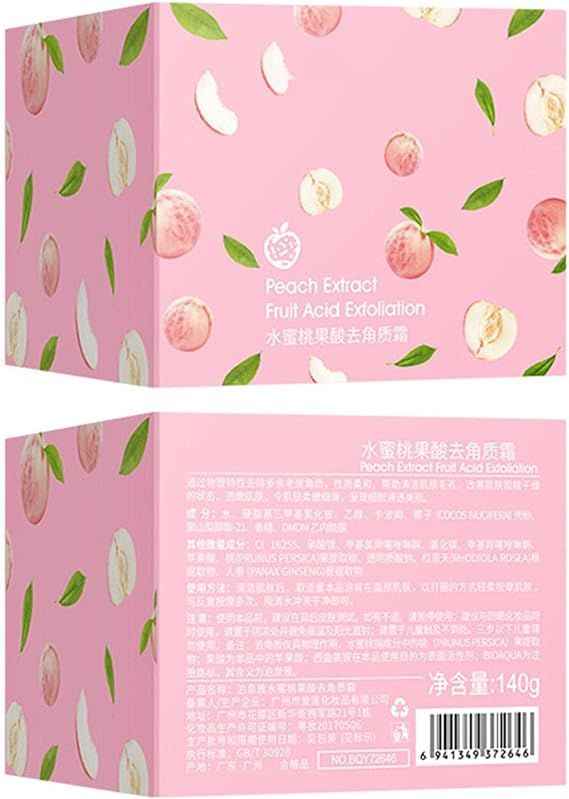 Peach Fruit Acid Exfoliating Face & Body Scrub – Gentle Sugar Gel Cream for Glowing Skin