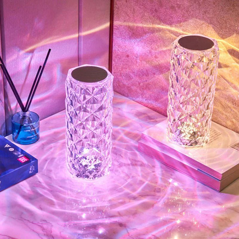 LED Crystal Table Lamp – 3D Diamond Light with Remote & Touch Control - Infinitygallery.store