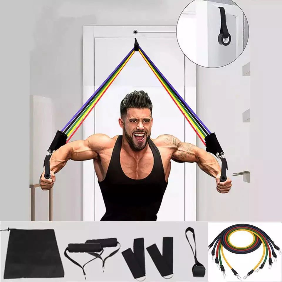 Bodybuilding Resistance Bands Set โ Full-Body Workout Kit (10lbsโ110lbs) - Infinitygallery.store