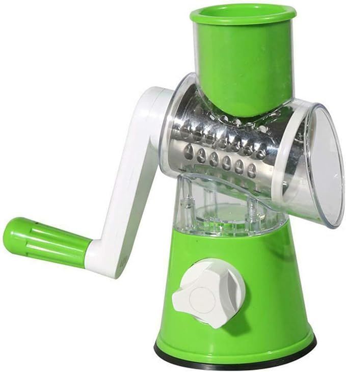 Table Top Drum Grater – Manual Rotary Cheese & Vegetable Shredder with 3 Blades - Infinitygallery.store