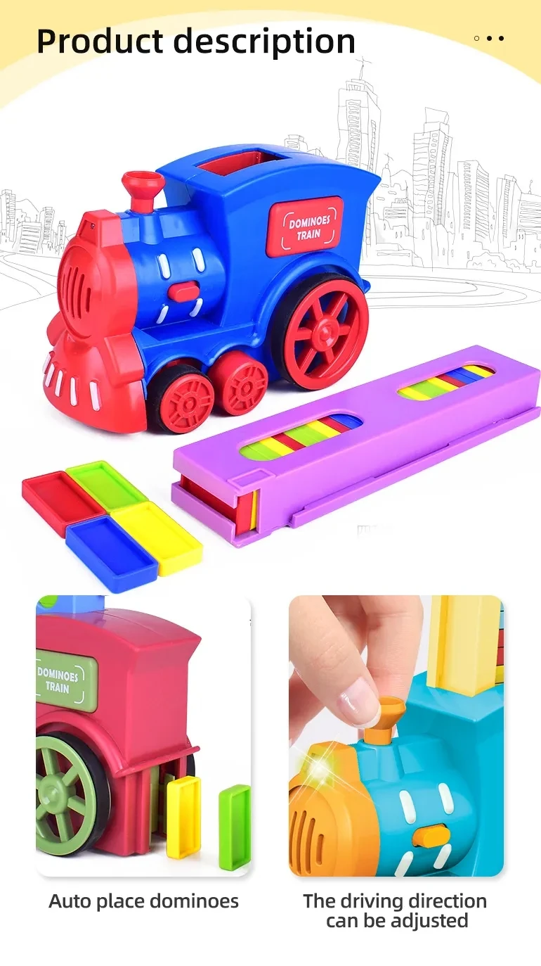 Domino Train โ Automatic Domino Laying Toy for Kids with Construction Props - Infinitygallery.store