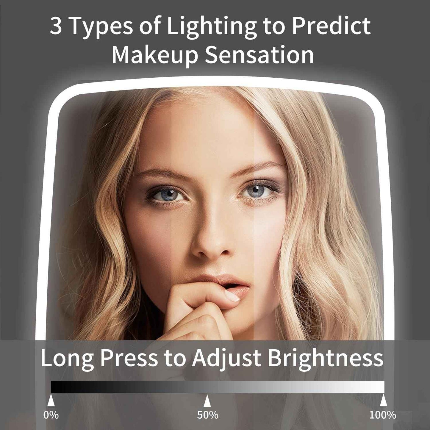 Touch Screen LED Makeup Mirror – Rechargeable, Dimmable, 3 Light Modes