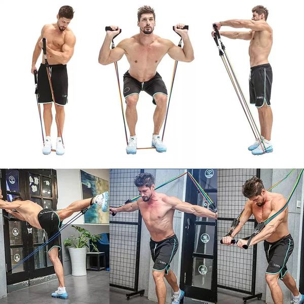 Bodybuilding Resistance Bands Set – Full-Body Home Workout Kit (Up to 110 lbs) - Infinitygallery.store