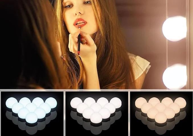 Hollywood Vanity Mirror Lights โ 10 LED Bulb Kit with Adjustable Brightness & Hidden Wires - Infinitygallery.store
