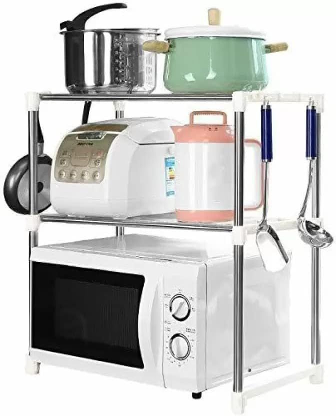 Stainless Steel Kitchen Storage Rack – Multi-Layer Organizer with Hooks & Easy Assembly - Infinitygallery.store