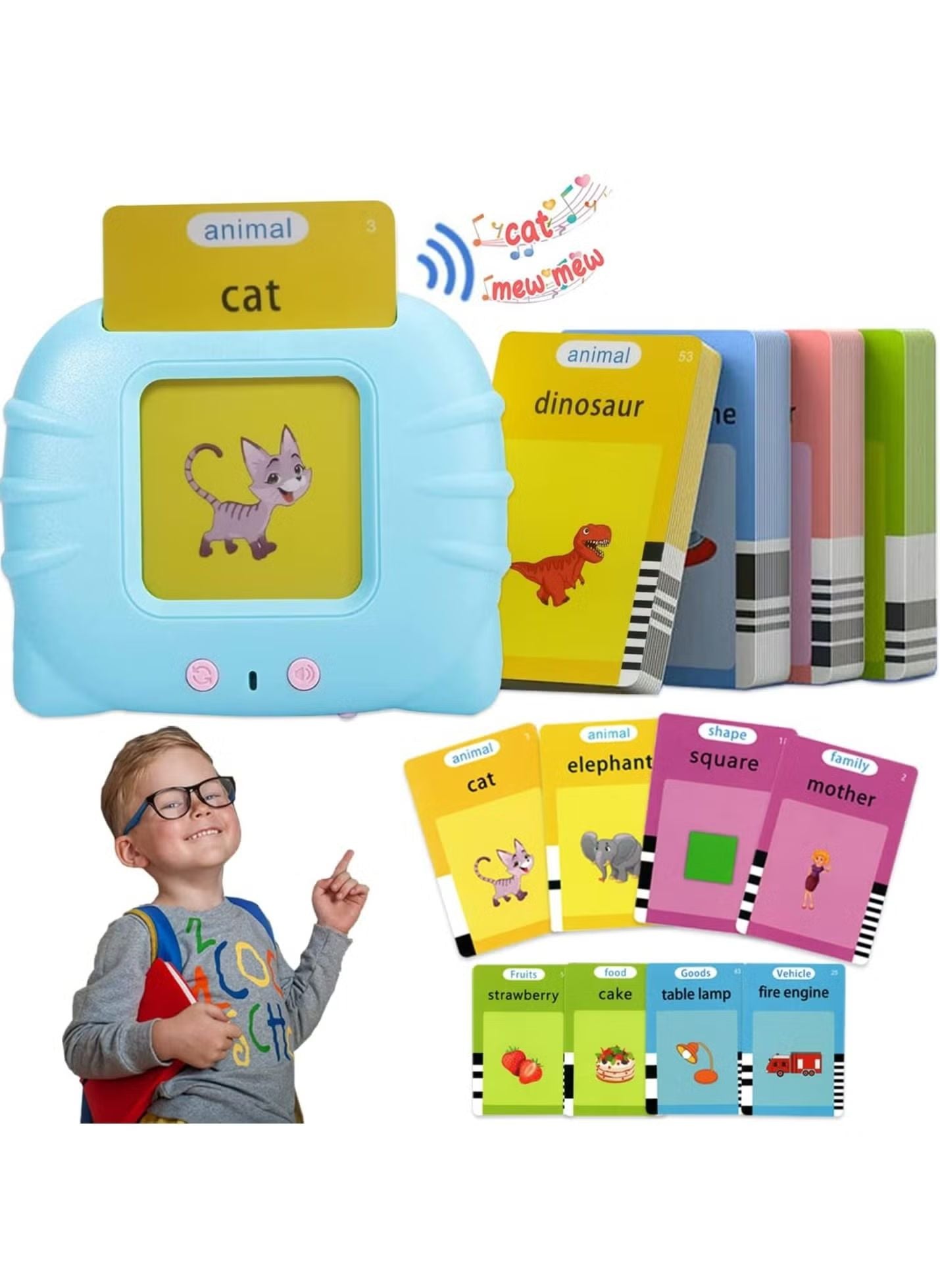 Talking Flash Cards for Toddlers – 112 Cards, 224 Words | Educational Learning Toy Ages 1-5 - Infinitygallery.store