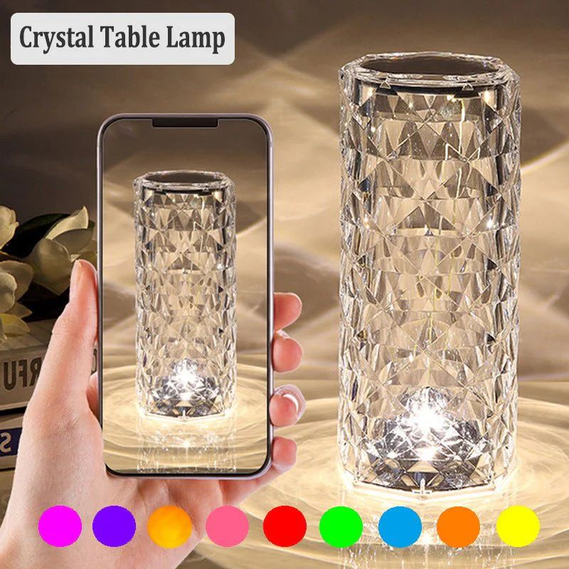 LED Crystal Table Lamp – 3D Diamond Light with Remote & Touch Control - Infinitygallery.store