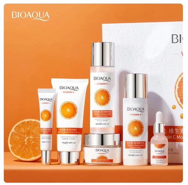 BIOAQUA Vitamin C Facial Care Set โ 6-Piece Moisturizing & Brightening Skincare Kit - Infinitygallery.store
