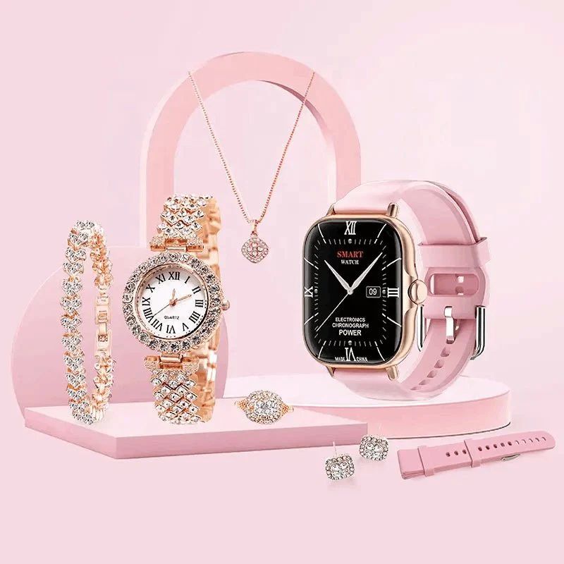 A58 Smart Watch 5-in-1 Gift Pack – Couple Set with Jewelry & Health Tracking | Infinity Gallery - Infinitygallery.store