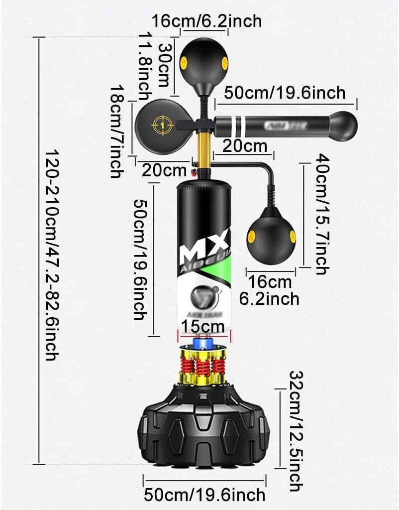 Adjustable Speed Boxing Reflex Trainer with Spinning Bar & Punching Bag – Freestanding All-in-One Kit | Infinity Gallery