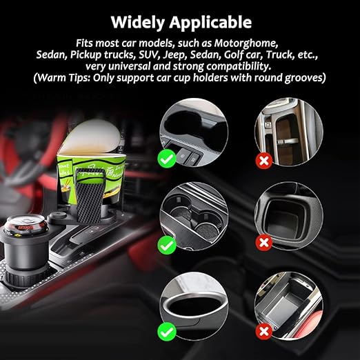2-in-1 Car Cup Holder Expander – Dual Drink & Snack Holder with 360° Rotation