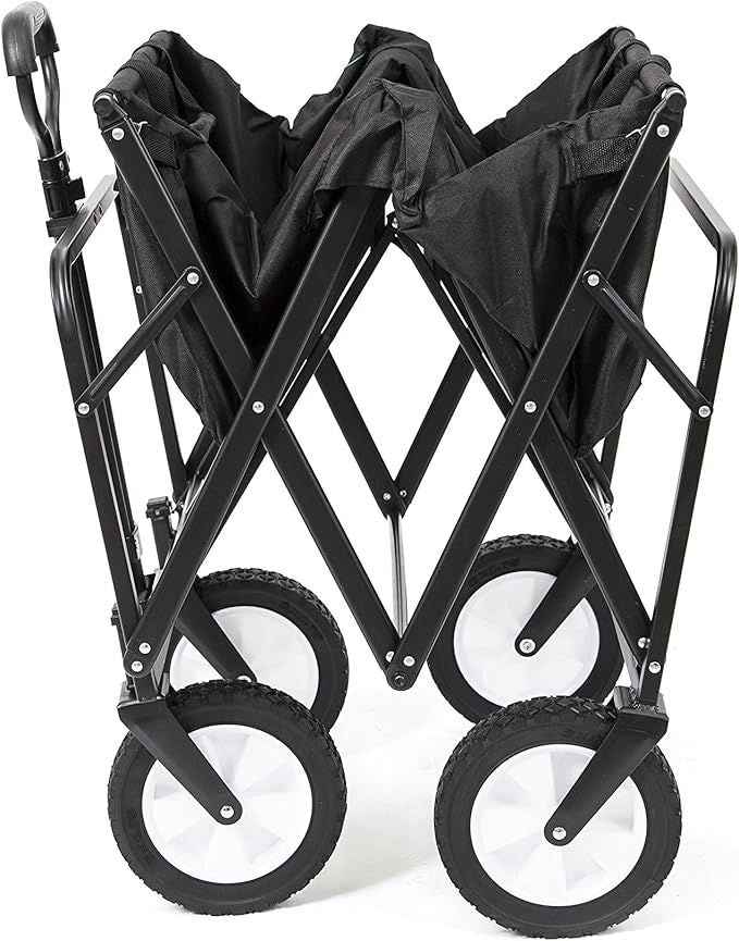 Collapsible Folding Outdoor Utility Wagon – Heavy Duty, Large Capacity with Carry Case (Black)