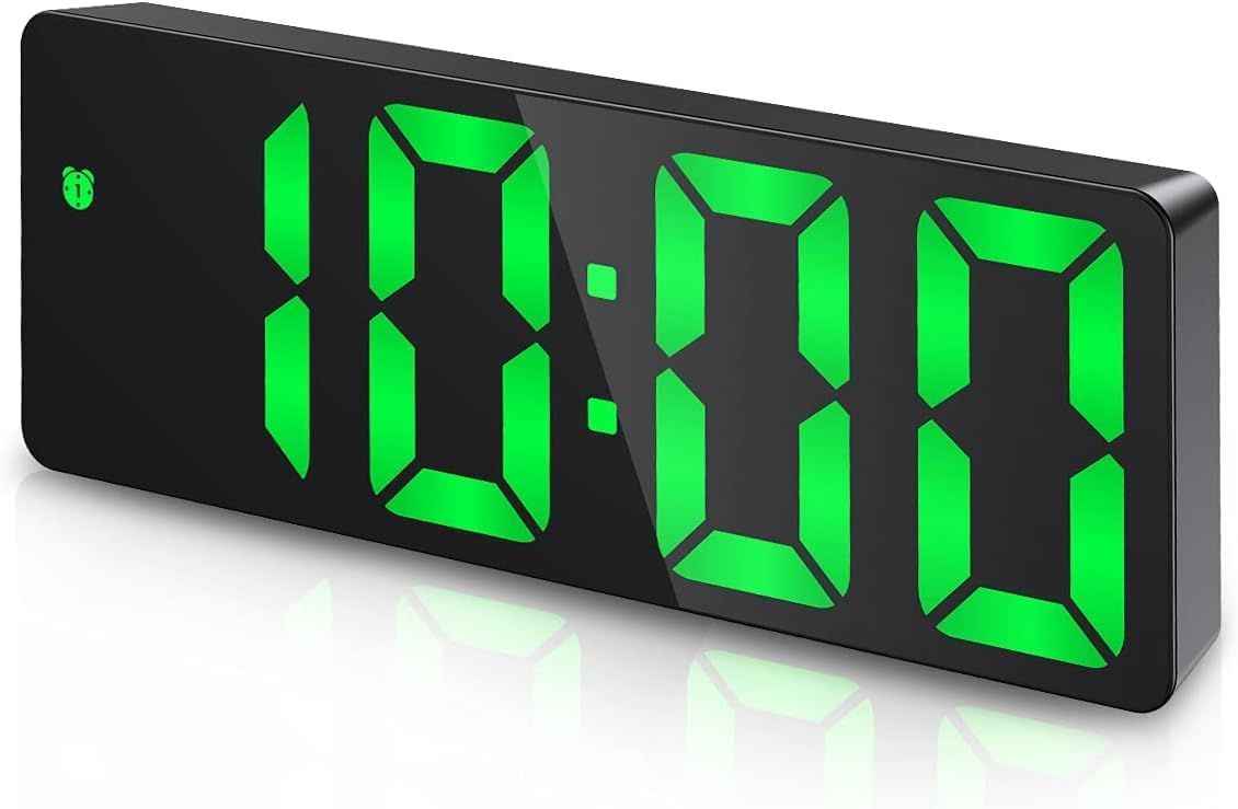 Digital LED Alarm Clock with Large Display, Adjustable Brightness, Voice Control & Snooze – Battery & USB Powered | Infinity Gallery
