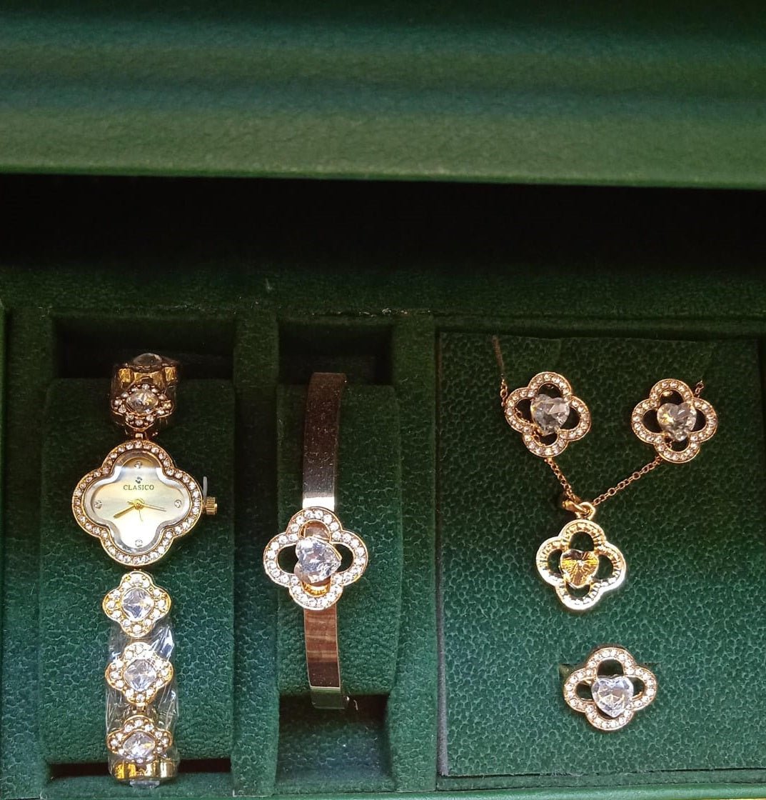 Eterna Belle Women’s Watch Set – Elegant Watch with Necklace, Earrings & Bangles - Infinitygallery.store