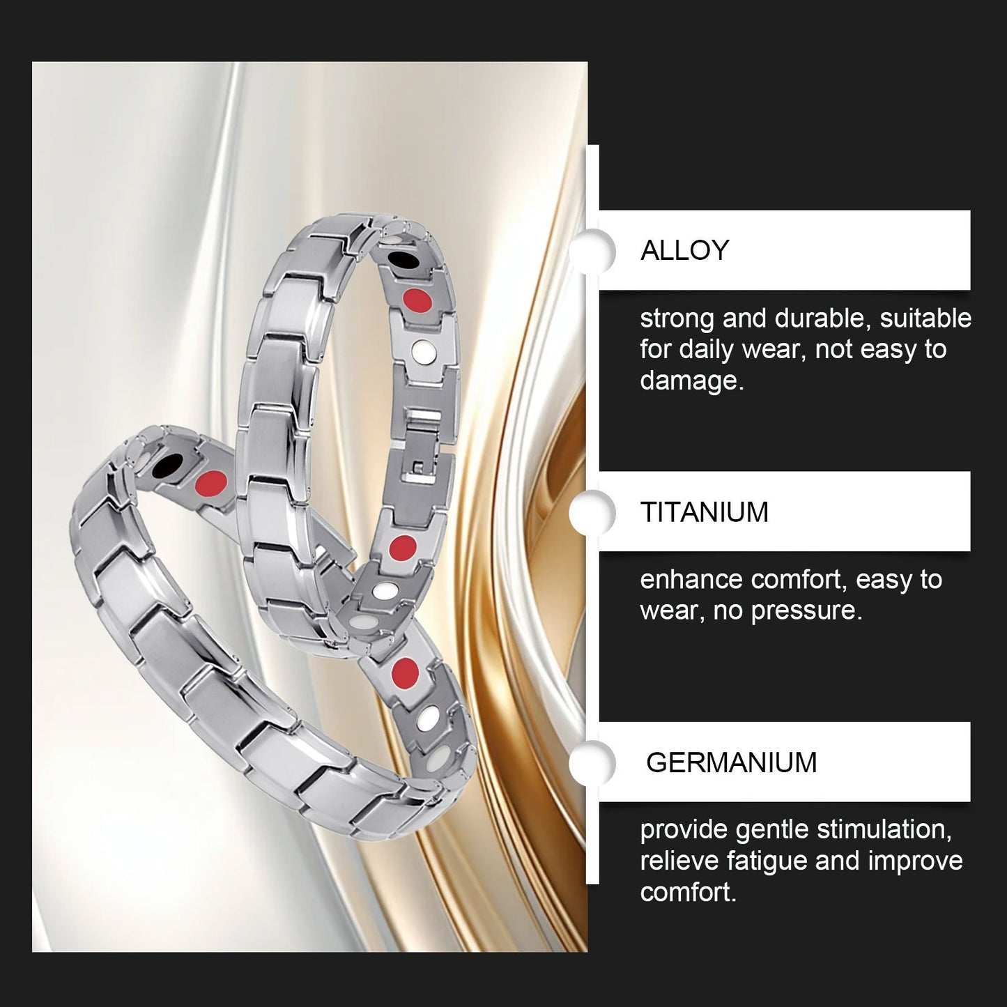 Gentle Body Care Men’s Bracelet with Titanium & Germanium Stones | Infinity Gallery - Infinitygallery.store