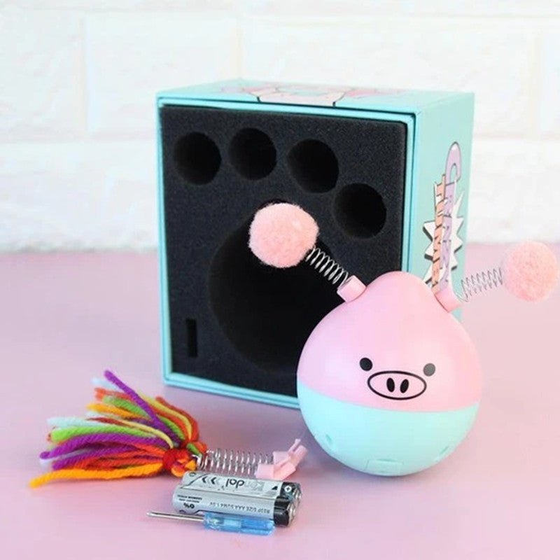Tumbler Pet Toy | Interactive Cat Toy with Pompom & Wool Attachments