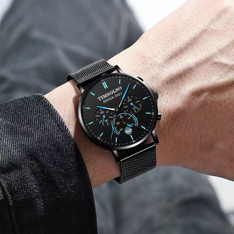 Ultra-Thin Calendar Quartz Watch – Elegant Mesh Strap Design for Men & Women - Infinitygallery.store