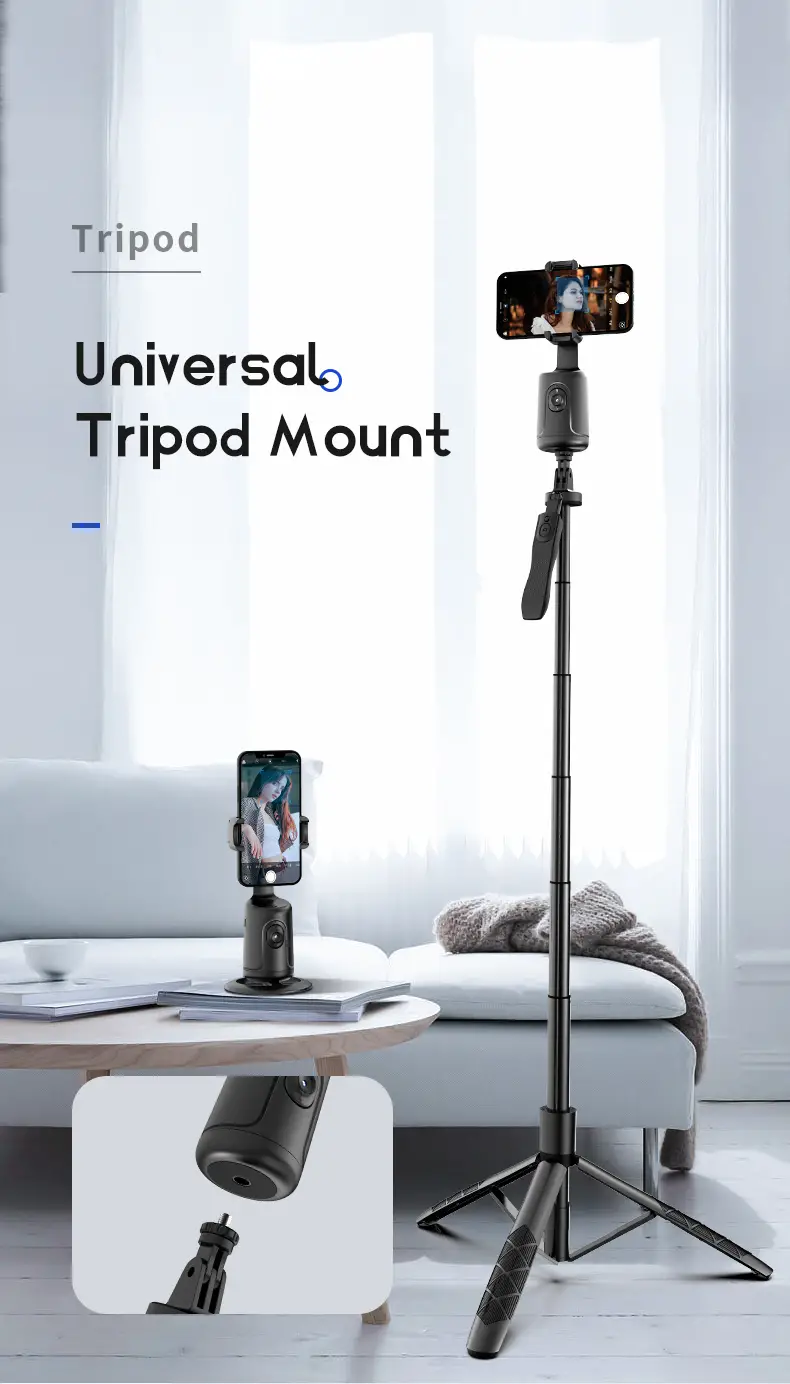 Smart Auto Face Tracking Tripod – AI 360° Motion Sensor, No App Needed, Gesture Control - Infinitygallery.store
