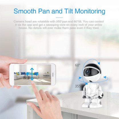 Wireless Robot IP Camera – 1080P Smart Auto Tracking WiFi Security Cam with 360° View - Infinitygallery.store