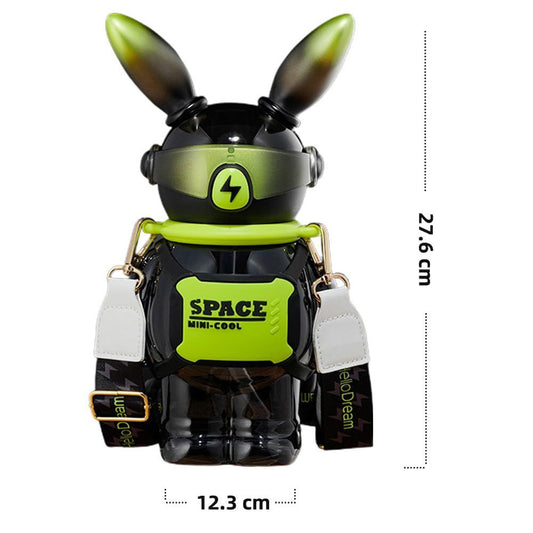 Bunny Robo Water Bottle – 1100ML Leakproof Kids Sipper with Straw & Sling Strap - Infinitygallery.store